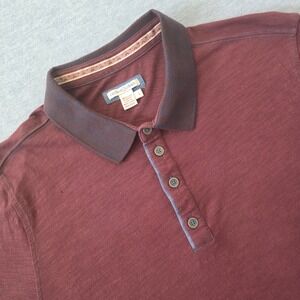 Carbon2Cobalt Mens Large Burgundy Slub Cotton Short Sleeve Polo Shirt
